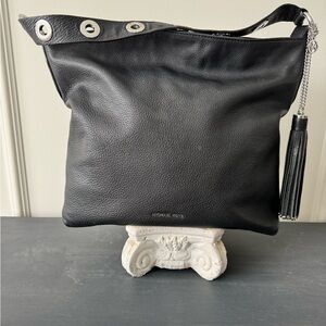 Michael Kors Black Leather Bag with Silver Details